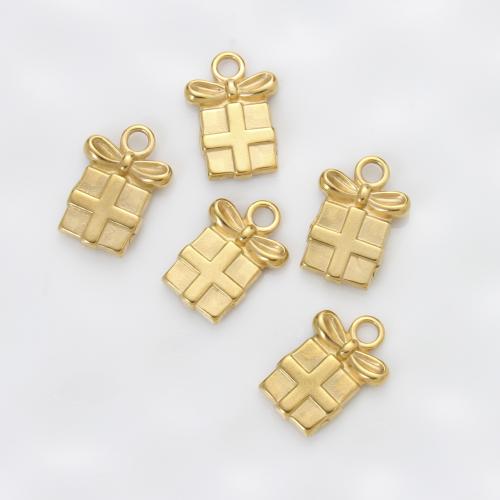 Stainless Steel Pendants 304 Stainless Steel gift shape gold color plated DIY golden Sold By PC