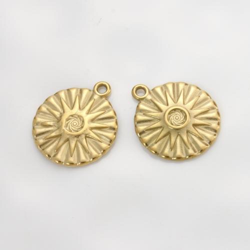 Colgantes de Acero Inoxidable, acero inoxidable 304, Esférico, chapado en color dorado, Bricolaje, dorado, 19.60x16.80x1.80mm, Vendido por UD