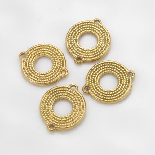 Connecteurs en acier inoxydable, Acier inoxydable 304, Rond, Placage de couleur d'or, DIY & creux, doré, 19.80x16.60x1.90mm, Vendu par PC