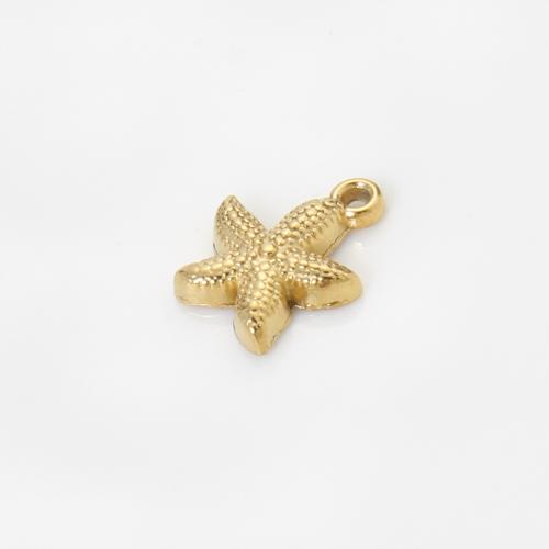 Stainless Steel Animal Pendants 304 Stainless Steel Starfish gold color plated DIY golden Sold By PC