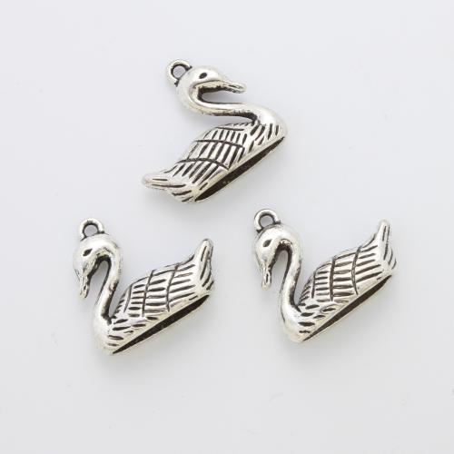Zinc Alloy Animal Pendants Swan plated DIY antique silver color Approx Sold By Bag