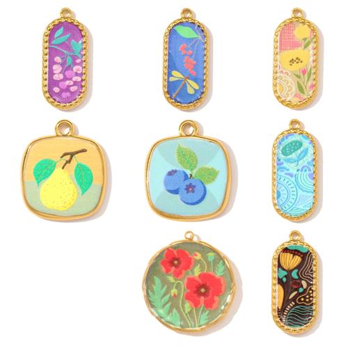 Stainless Steel Pendants 304 Stainless Steel gold color plated DIY & enamel Sold By Bag