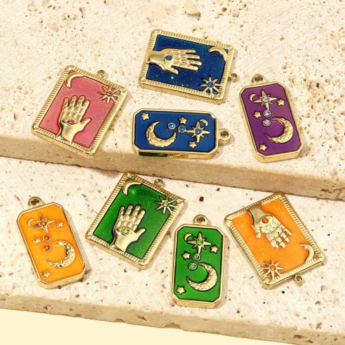 Stainless Steel Pendants 304 Stainless Steel gold color plated DIY & enamel & with rhinestone Sold By Bag