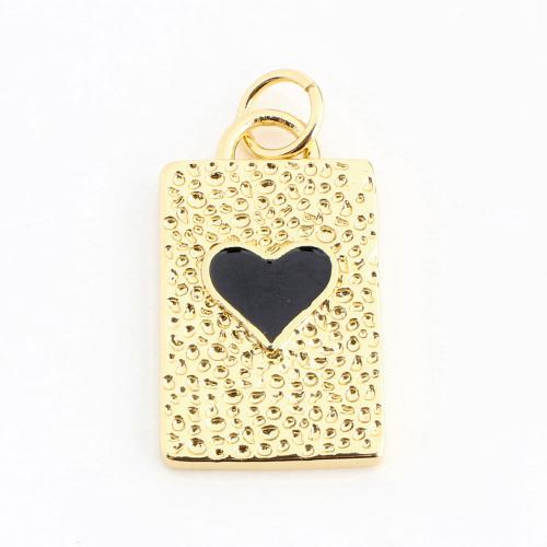 Pendentifs coeur en laiton, rectangle, DIY & émail, doré, 19x11x2mm, Vendu par PC
