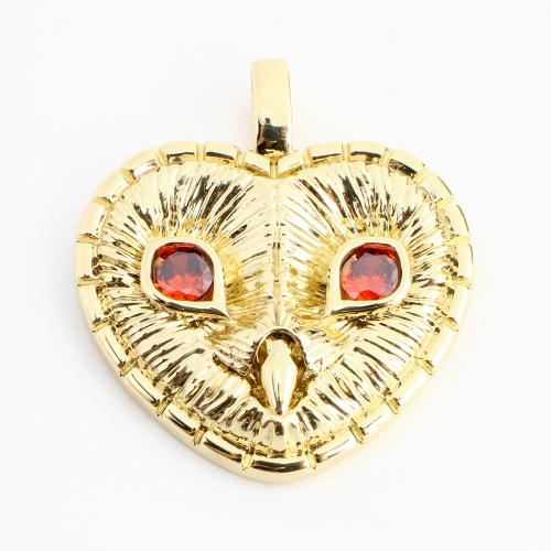 Cubique Pendentif en laiton zircon pavent, coeur, DIY & pavé de micro zircon, doré, 34x30x6mm, Vendu par PC