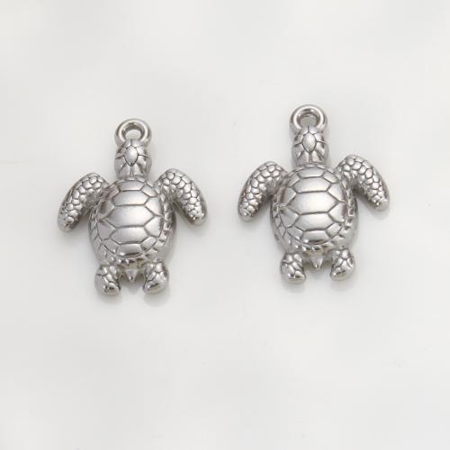 Acier inoxydable animaux Pendentifs, Acier inoxydable 304, tortue, Placage de couleur argentée, DIY, argent, 21x15.60x3.30mm, Vendu par PC