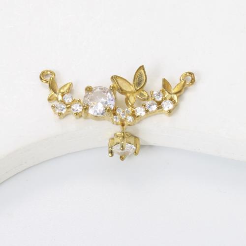 Connecteur de bijoux en laiton, Placage, DIY & avec strass, doré, protéger l'environnement, sans nickel, plomb et cadmium, 20x26x4.20mm, Vendu par PC