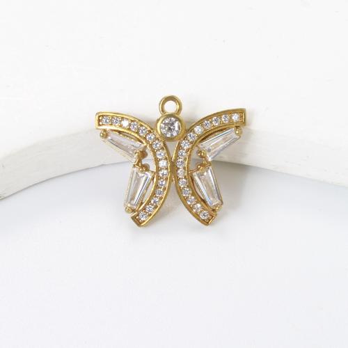 Pendentifs strass en laiton, Placage, DIY & avec strass, doré, protéger l'environnement, sans nickel, plomb et cadmium, 16.60x19x3.20mm, Vendu par PC