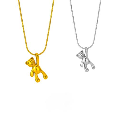 Stainless Steel Jewelry Necklace 304 Stainless Steel with Titanium Steel Bear plated fashion jewelry & for woman Sold By PC