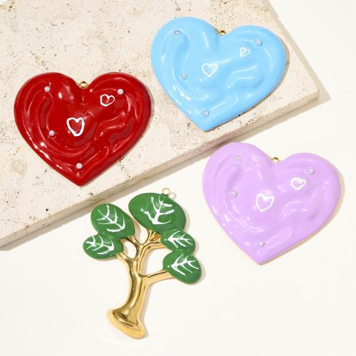 Stainless Steel Pendants 304 Stainless Steel with ABS Plastic Pearl gold color plated DIY & enamel Sold By Bag