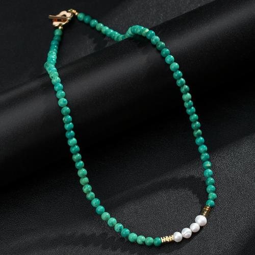 Fashion turkos halsband, med Plast Pearl & 304 rostfritt stål, mode smycken & Unisex, Säljs av PC