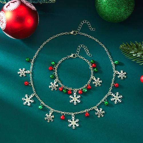 Zinc Alloy Jewelry Sets gold color plated Christmas Design & enamel & with rhinestone Sold By PC