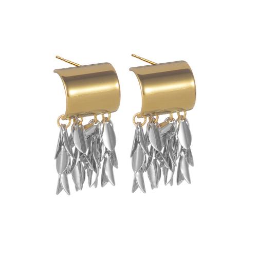 Fashion Fringe Orecchini, 304 acciaio inox, Foglia, placcato, gioielli di moda & per la donna, Venduto da coppia