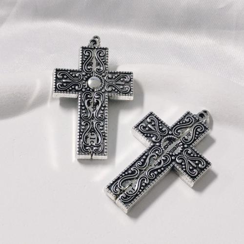 Zinc Alloy Cross Pendants silver color plated DIY antique silver color Sold By Bag