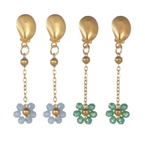 Boucle d'oreille goutte inox, Acier inoxydable 304, avec cristal, Placage de couleur d'or, bijoux de mode & pour femme, plus de couleurs à choisir, Vendu par paire