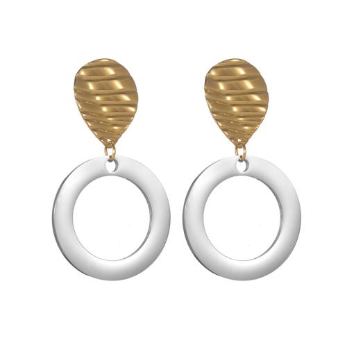 Boucle d'oreille goutte inox, Acier inoxydable 304, Rond, Placage, bijoux de mode & pour femme & creux, plus de couleurs à choisir, Vendu par paire