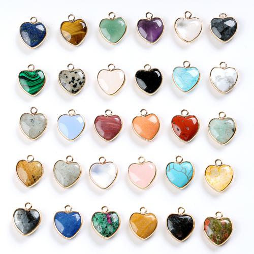 Gemstone Pendants Jewelry Brass with Natural Stone Heart plated DIY Sold By PC