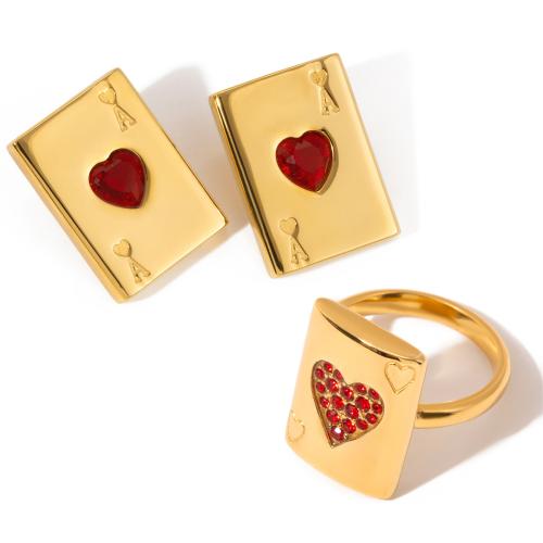 Cubic Zirconia rozsdamentes acél ékszer készletek, 304 rozsdamentes acél, -val Cubic cirkónium, galvanizált, divat ékszerek & különböző stílusokat a választás & a nő, Által értékesített PC