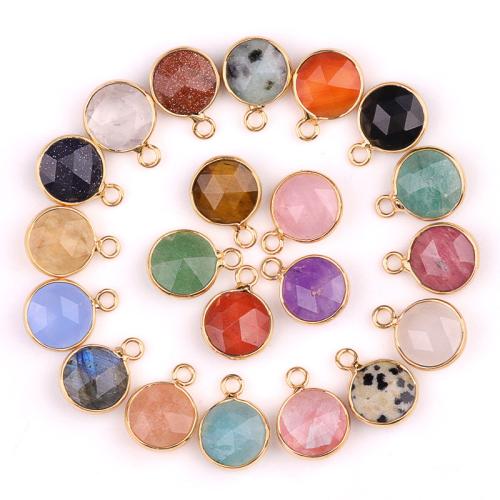 Gemstone Pendants Jewelry Brass with Gemstone Round polished Sold By PC