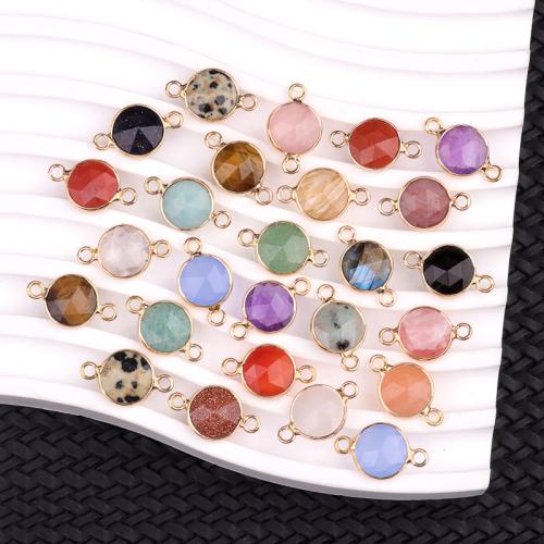 Gemstone Connector Brass with Gemstone Round polished Sold By PC
