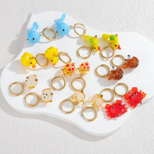 Boucle d'oreille goutte inox, Acier inoxydable 304, avec chalumeau, Placage, bijoux de mode & styles différents pour le choix & pour femme, doré, Vendu par paire