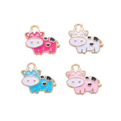 Zinc Alloy Enamel Pendants Cow plated DIY Sold By Bag