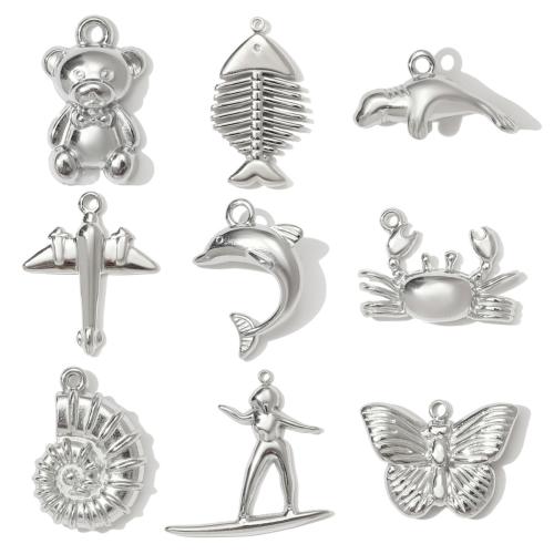 Nerezová ocel Šperky Přívěsky, 304 Stainless Steel, DIY, stříbro, 3PC/Bag, Prodáno By Bag