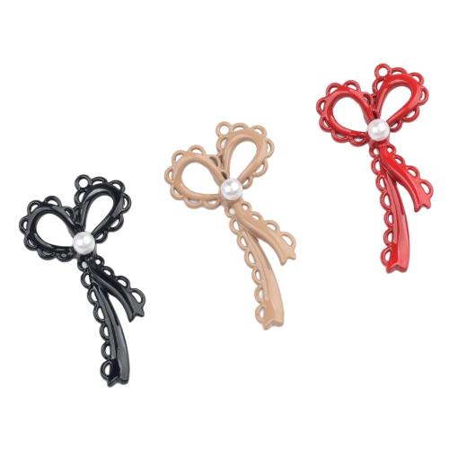 Ciondoli Bowknot in lega di zinco, lega in zinco, with perla in plastica, Nodo di Cravatta, placcato, DIY, nessuno, 38x20mm, 100PC/borsa, Venduto da borsa