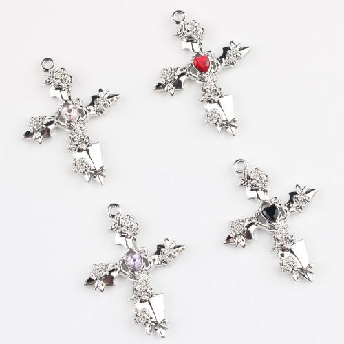 Zinc Alloy Cross Pendants plated DIY & micro pave cubic zirconia Sold By Bag