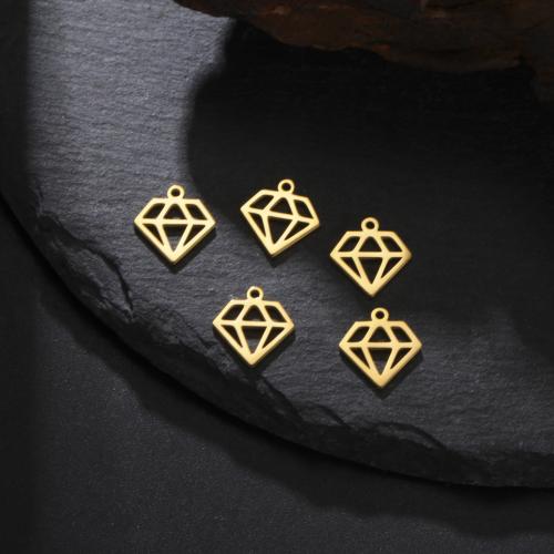 Stainless Steel Pendants 304 Stainless Steel Diamond Shape plated DIY & hollow Sold By Bag