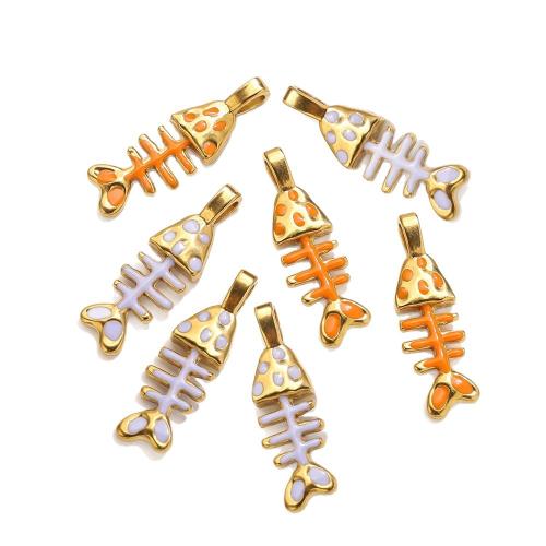 Stainless Steel Pendants 304 Stainless Steel Fish Bone DIY & enamel Sold By Bag
