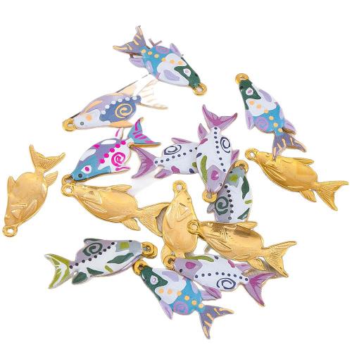Stainless Steel Pendants 304 Stainless Steel Fish plated DIY & enamel Sold By Bag