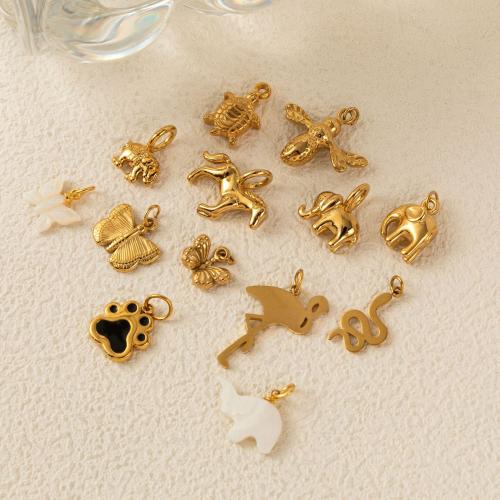 Stainless Steel Animal Pendants 304 Stainless Steel with Resin gold color plated DIY & enamel Sold By PC