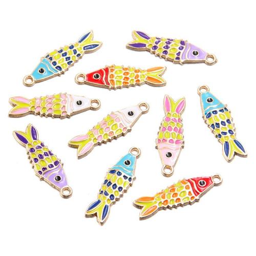 Zinc Alloy Enamel Pendants Fish plated DIY Sold By Bag