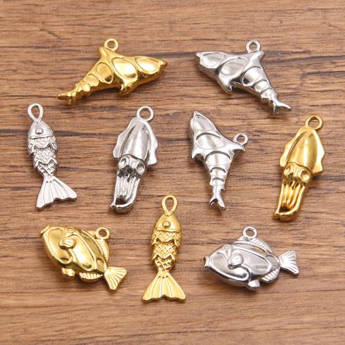 Stainless Steel Animal Pendants 304 Stainless Steel Fish plated DIY Sold By Bag