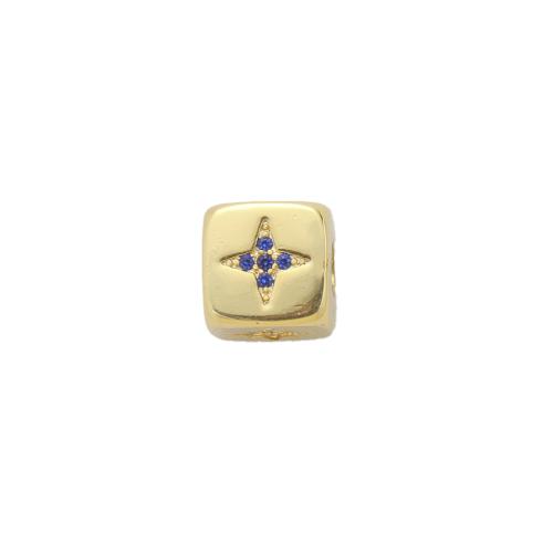 Cubic Zirconia Micro Pave Brass Europeo Bead, metal, Cuadrado, chapado, Bricolaje & micro arcilla de zirconia cúbica, más colores para la opción, libre de níquel, plomo & cadmio, 9x9x9mm, Vendido por UD