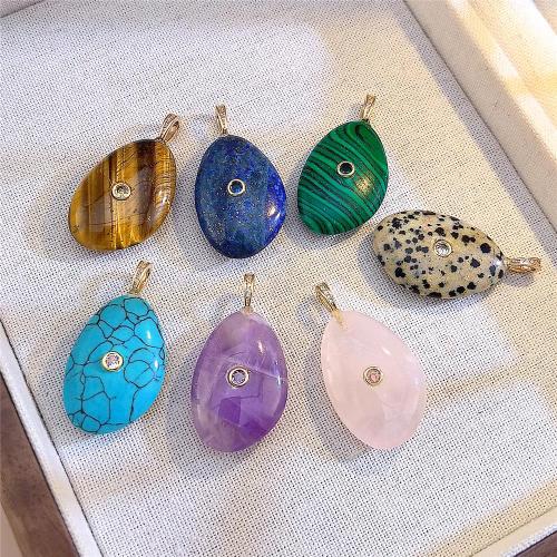 Gemstone Pendants Jewelry Natural Stone with Zinc Alloy plated DIY & with rhinestone nickel lead & cadmium free Sold By PC
