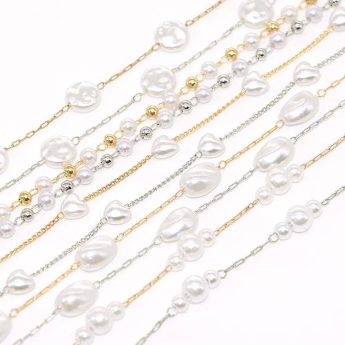 Decorative Beaded Chain Brass with Plastic Pearl plated DIY Sold By m