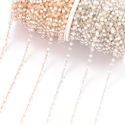 Decorative Beaded Chain Iron with Glass & Plastic Pearl plated DIY Sold By PC