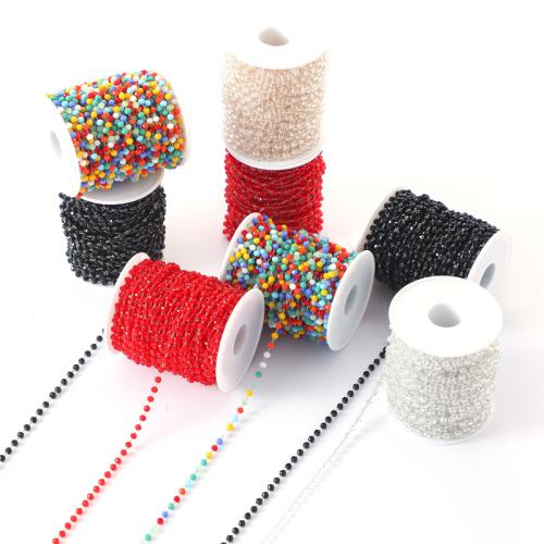 Decorative Beaded Chain Iron with Crystal plated DIY Length 1 m Sold By PC