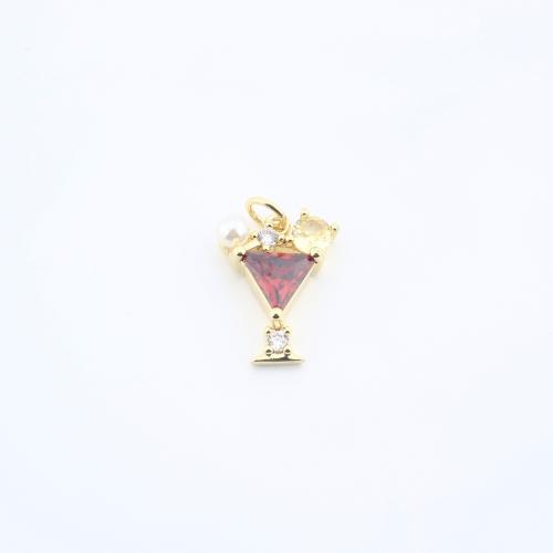 Cubic Zirconia Micro Pave Brass Pendant Cup plated DIY & micro pave cubic zirconia nickel lead & cadmium free Sold By PC