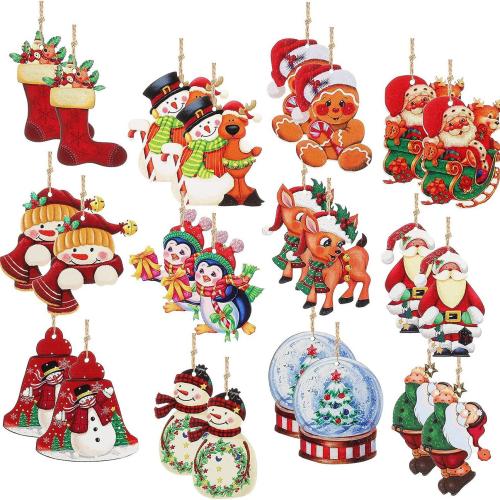 legno Ornamenti appesi, Design natalizio, 12PC/set, Venduto da set