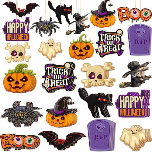 legno Ornamenti appesi, Design di Halloween, 12PC/set, Venduto da set
