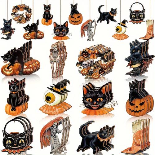 legno Ornamenti appesi, Design di Halloween, 12PC/set, Venduto da set