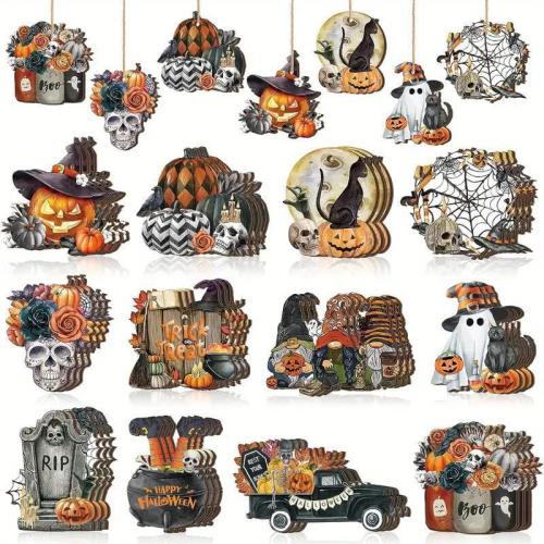 legno Ornamenti appesi, Design di Halloween, 12PC/set, Venduto da set