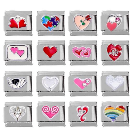 Ruostumaton teräs rannerengas Finding, 304 Stainless Steel, tee-se-itse & eri tyylejä valinta & emali & tekojalokivi, 10x9x5mm, 5PC/laukku, Myymät laukku