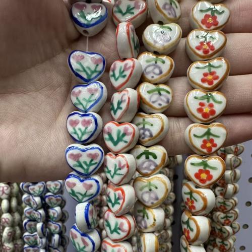 Porcelain Jewelry Beads Heart hand drawing DIY Sold By Bag
