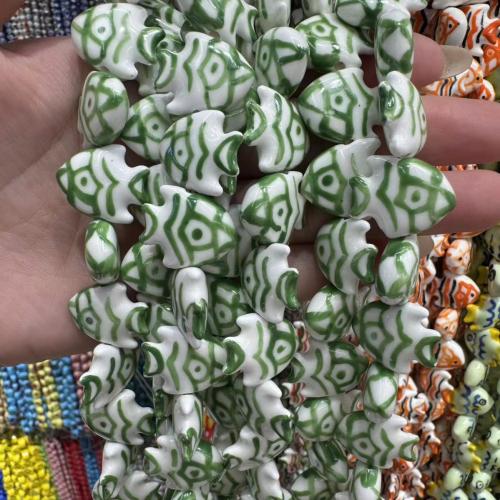 Porcelain Jewelry Beads Fish hand drawing DIY Sold By Bag