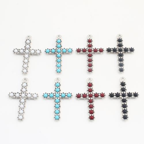 Smola Privjesak, Mesing, s Smola, Križ, pozlaćen, možete DIY, više boja za izbor, 30x20x3mm, 100računala/Torba, Prodano By Torba