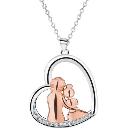 Cubic Zircon Micro Pave Brass Necklace with 5cm extender chain Heart plated Unisex & oval chain & micro pave cubic zirconia Sold Per Approx 45 cm Strand